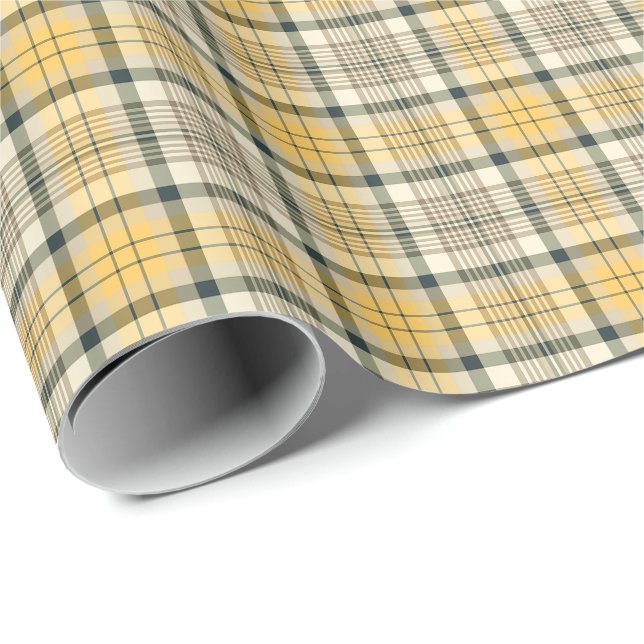 Yellow and Black Plaid Wrapping Paper (Roll Corner)