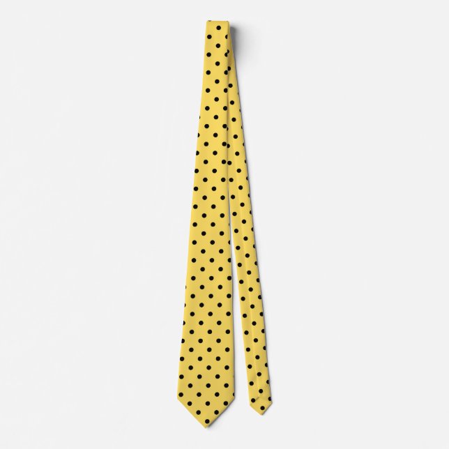 Yellow and Black Polka Dot Pattern Tie (Front)