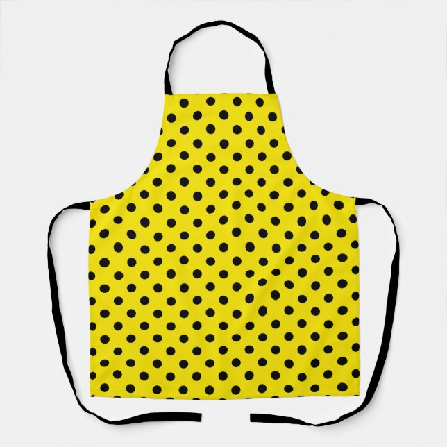 Yellow and Black Polka Dots Apron (Front)