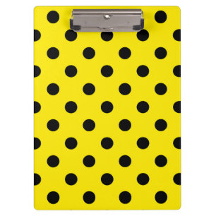 Yellow and Black Polka Dots Clipboard