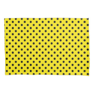 Yellow and Black Polka Dots Pillowcase