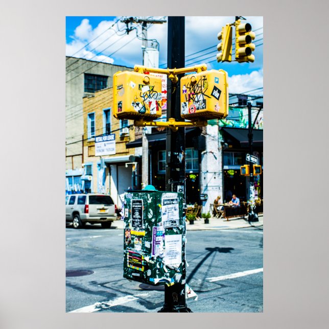 YELLOW AND BLACK POST FILLED WITH FLYERS POSTER (Front)