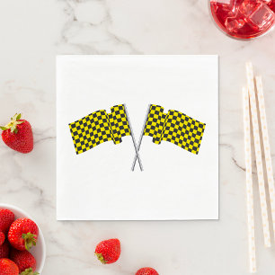 Yellow And Black Racing Flags Napkin