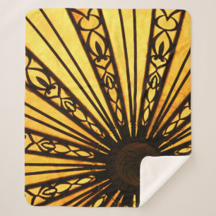 Yellow and Black Radial Print Sherpa Blanket