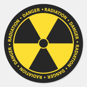 Yellow and Black Radiation Symbol Sticker