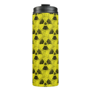 Yellow and Black Radioactive Hazmat Grunge Pattern Thermal Tumbler