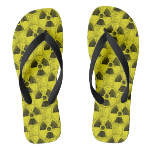Yellow and Black Radioactive Hazmat Grunge Pattern Thongs