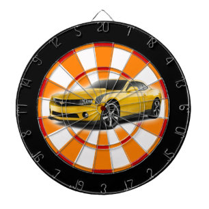 Yellow and black sports car dartboard