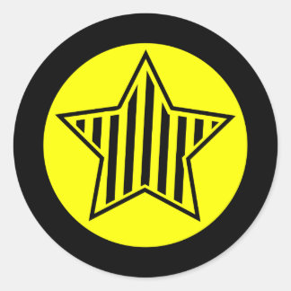 Yellow and Black Star Round Sticker