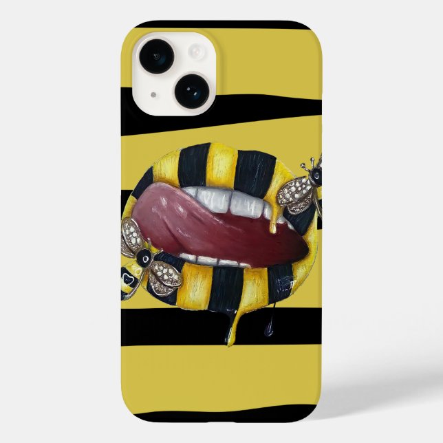 Yellow and black striped OtterBox iPhone case (Back)
