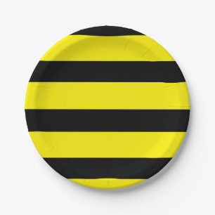 Yellow and black striped paper plate