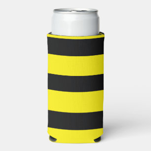 Yellow and black striped seltzer can cooler
