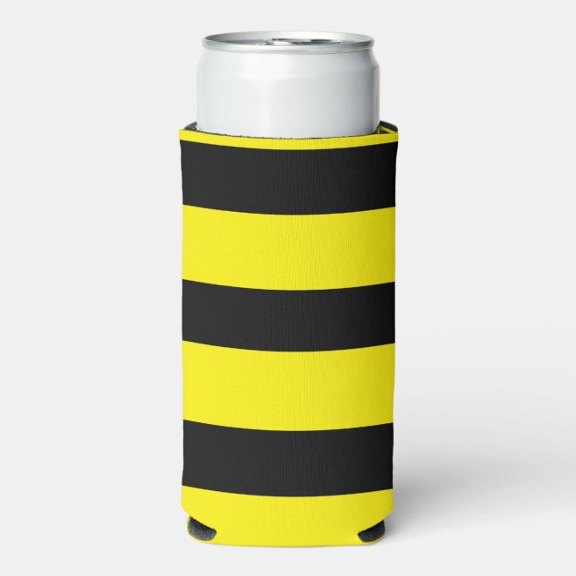 Yellow and black striped seltzer can cooler (Seltzer Front)