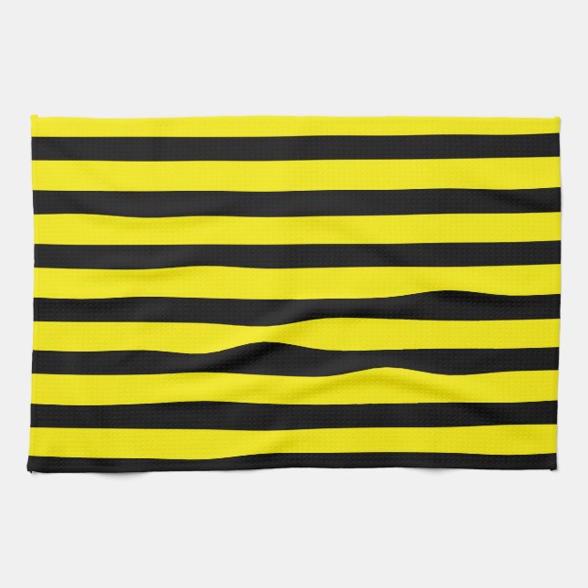 Yellow and black striped tea towel (Horizontal)