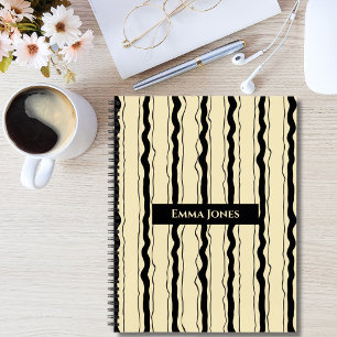 Yellow and Black Stripes Fun Simple Elegant Custom Notebook