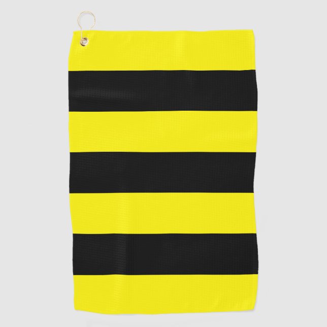 Yellow and Black Stripes Golf Towel (Front)