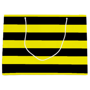 Yellow and Black Stripes Large Gift Bag