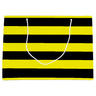 Yellow and Black Stripes Large Gift Bag