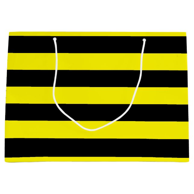 Yellow and Black Stripes Large Gift Bag (Front)