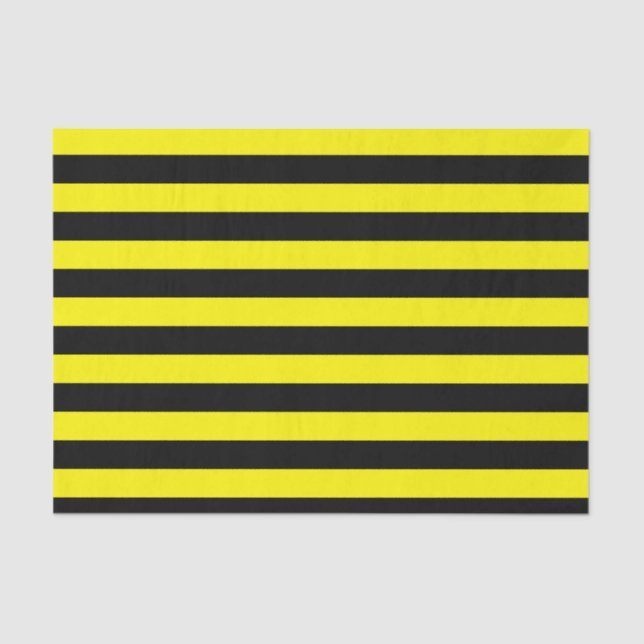 Yellow and Black Stripes Tissue Paper (Front)