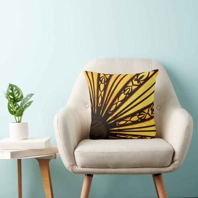 Yellow and Black Sunburst Cushion (Chair)