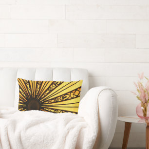Yellow and Black Sunburst Lumbar Cushion
