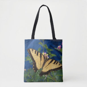 Yellow and black swallowtail butterfly on a tote bag
