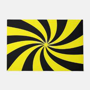 Yellow and Black Swirl Design Doormat