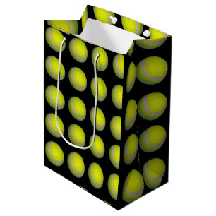 Yellow And Black Tennis Ball Pattern, Medium Gift Bag