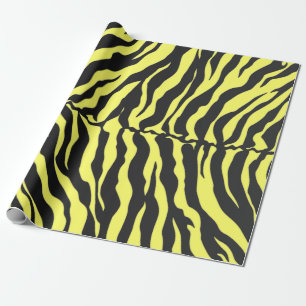 Yellow And Black Tiger Stripes Animal Print Wrapping Paper