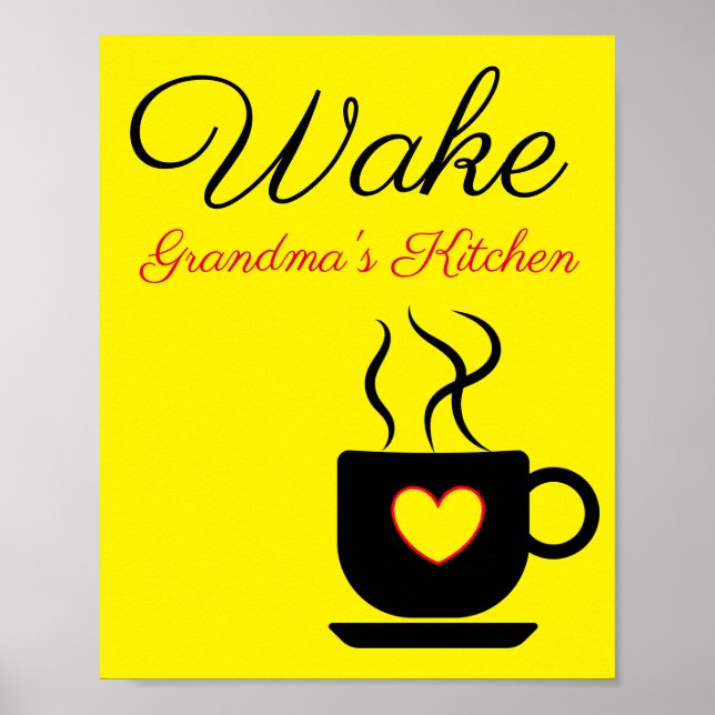Yellow and Black Wake Sign for Kitchen (Front)
