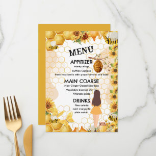 Yellow and black watercolor bridal shower  menu