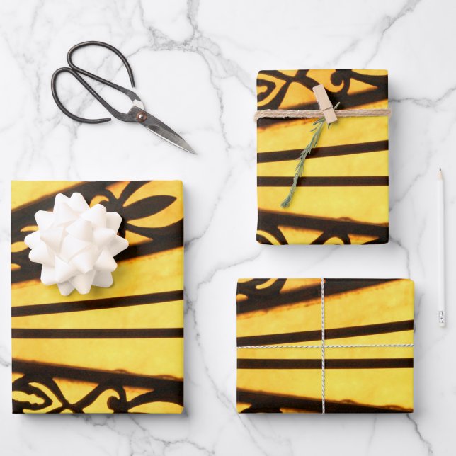 Yellow and Black Wrapping Paper Sheet (Front)