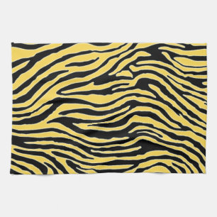 yellow and black zebra stripe tea towel