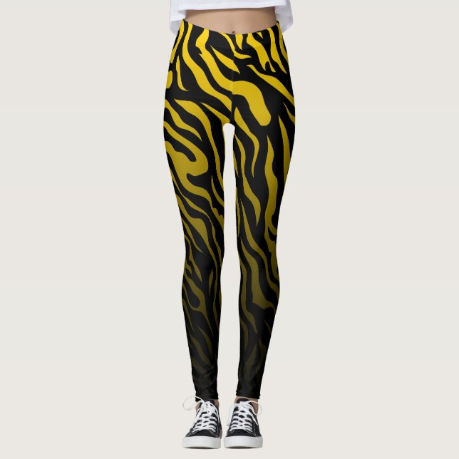 Yellow and Black Zebra Stripes: Stylish Leggings (Front)