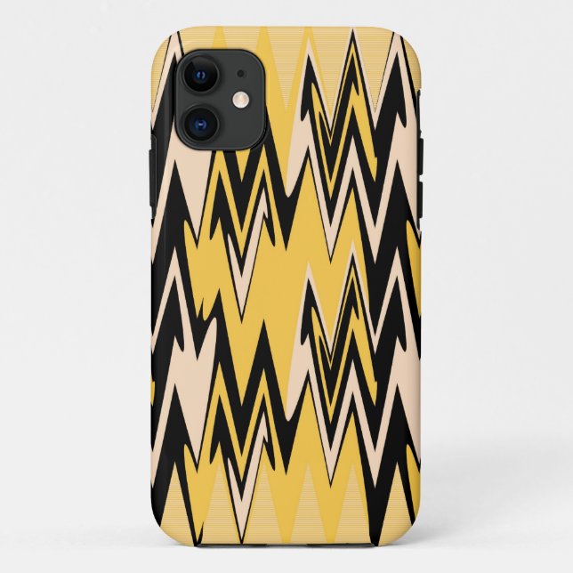 Yellow and Black Zigzag Abstract Chevron Case-Mate iPhone Case (Back)