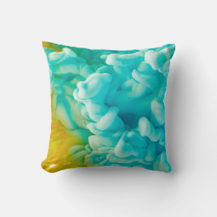 Yellow and blue abstract paint splash backgroundab cushion