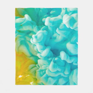 Yellow and blue abstract paint splash backgroundab fleece blanket