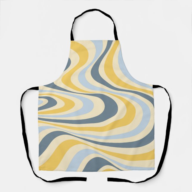 Yellow and blue abstract swirl design apron (Front)