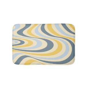 Yellow and blue abstract swirl design bath mat