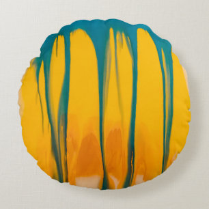 Yellow and blue apparel round cushion
