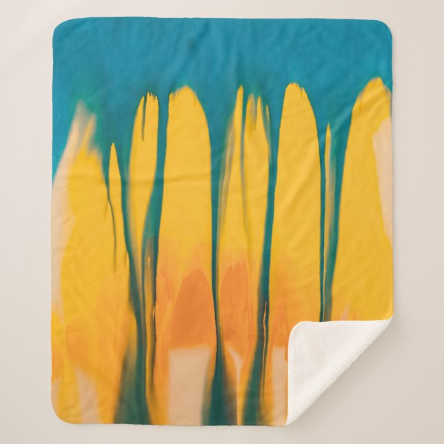 YELLOW AND BLUE APPAREL SHERPA BLANKET (Front)