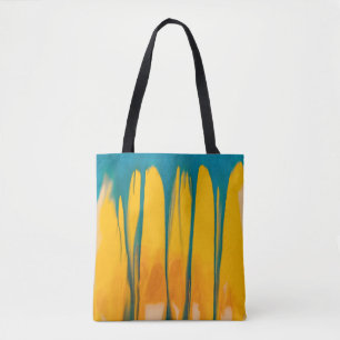 Yellow and blue apparel tote bag