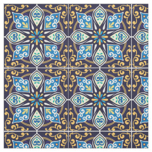 Yellow and blue Azulejos Fabric