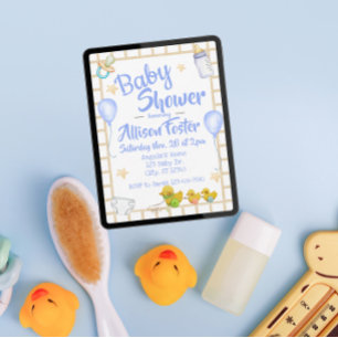Yellow and Blue Baby Shower  Invitation