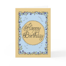Yellow and blue birthday card with hand lettering