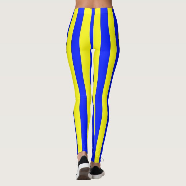 Yellow and Blue Coloured striped pattern Leggings (Back)