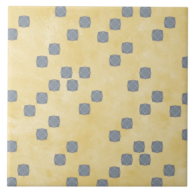 Yellow and Blue Contemporary Polka Dots Pattern Ceramic Tile (Front)