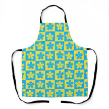 Yellow and Blue Contrast Florals checkers 
