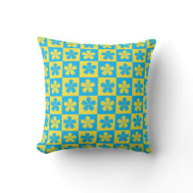 Yellow and Blue Contrast Florals checkers 